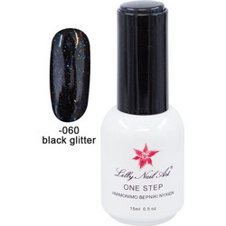 Lilly Nail Art One Step Black Glitter Ημιμόνιμο Βερνίκι Νυχιών 15ml