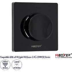 71444 K1-B Mi-BOXER Ασύρματο Επιτοίχιο Χειριστήριο Dimmer RF 2.4Ghz για όλα τα Μονόχρωμα Mi-BOXER Controller DC 3V 1 x CR2032 - IP20 Μαύρο Μ8.5 x Π8.5 x Υ2.5cm