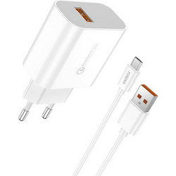 Foneng EU46 Φορτιστής με Καλώδιο Micro USB με Θύρα USB-A Quick Charge 3.0 White