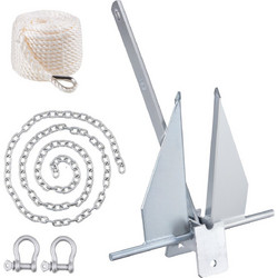 VEVOR Fluke Style Anchor Kit, 13 LBS Άγκυρα γαλβανισμένου θερμού χάλυβα Fluke με αλυσίδα 7,9' σχοινί 101' και δύο δεσμά 0,4 ιντσών, άγκυρα θαλάσσιου σκάφους για μικρά σκάφη κάτω των 30' θάλασσες, ποτά