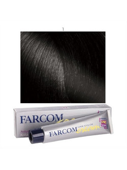 Farcom Hair Color Cream 1 Μαύρο Μόνιμη Βαφή Μαλλιών 60ml