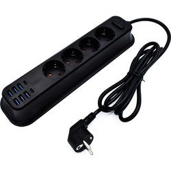 Moxom MX-ST05 Πολύπριζο 4 Θέσεων με 6 USB και Καλώδιο 2m - Μαύρο