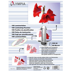 Olympia Φύλλα πλαστικοποίησης 9168 για Α6 σε κουτί 80 microns 100 τμχ