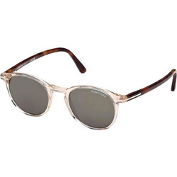 Tom Ford FT0539 45N Ανδρικά Γυαλιά Ηλίου Στρογγυλά Κοκάλινα Καφέ με Γκρι Degradee Φακό