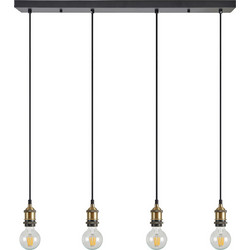 Home Lighting Magnum 77-8694 Κρεμαστό Φωτιστικό Οροφής Ράγα Πολύφωτο E27 Μαύρο SE21-BR-10-4BL