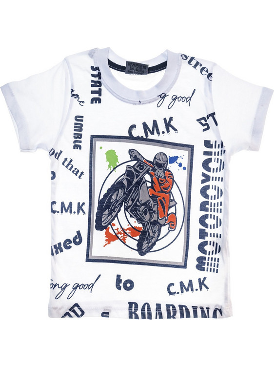 CMK Kids κοντομάνικη μπλούζα με τύπωμα White Motorcycle
