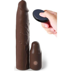 Pipedream Sleeve + Plug Remote Κάλυμμα Επιμήκυνσης Πέους με Δόνηση 22.8cm Καφέ
