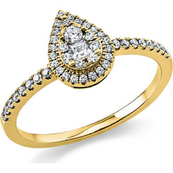 Diamond Group Μονόπετρο Δαχτυλίδι με Διαμάντια Brilliant από Κίτρινο Χρυσό 14 Καρατίων DDX731