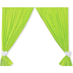 Κουρτίνες Βρεφικού Δωματίου με Τρέσα - Hanging Hearts white dots on green