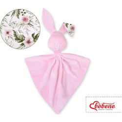 Cuddly rabbit double-sided - peony flower pink/pink