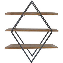 Επίτοιχα ράφια από ξύλο και μέταλλο 66x20x77cm K54646