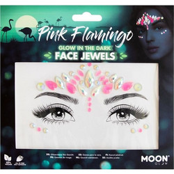 MOON ΑΥΤΟΚΟΛΛΗΤΑ ΚΟΣΜΗΜΑΤΑ ΠΡΟΣΩΠΟΥ GLOW IN THE DARK PINK FLAMINGO M46533