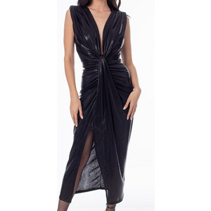 METALLIC MAXI DRESS Μαύρο