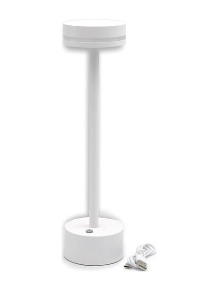Πορτατίφ LED επαναφορτιζόμενο με USB-C 2W CCT dimmable με δυνατότητα ρύθμισης έντασης φωτός & θερμοκρασίας μεταλλικό λευκό - 5-020