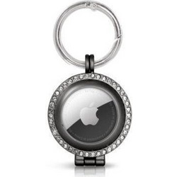 AirTag Glitter Metal Keychain Case - Μαύρο
