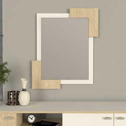 Καθρέπτης τοίχου Selinos Μegapap χρώμα sandstone - rota oak 65x2,2x85εκ