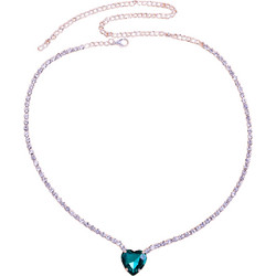 Ghetto Choker Crystal Necklace Green Heart