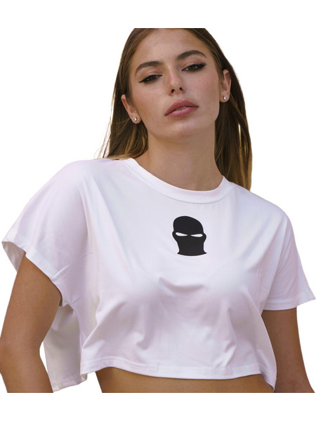 Ghetto Mask Women's Crop Top T-Shirt | Streetwear Crop White