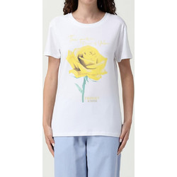 TWINSET T-SHIRT λαιμοκοψη λευκο 100%βαμβακι με τύπωμα και κανονική εφαρμογή