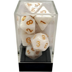 Κάισσα - Marble White/Gold Polyhedral 7-Die Set