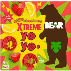 Παιδικό Σνακ Φρούτου Bear Xtreme Fruit Yoyos Super Sour Strawberry and Apple 5x20g
