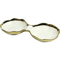 Ορντεβιέρα 2 Θέσεων 013.809776 25,5x11,5x3,5cm White-Gold Κεραμικό