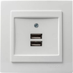 Geyer Χωνευτη Πριζα Ρευματος Μe 2 Θύρες Usb Nilson Λευκη - (24111081)