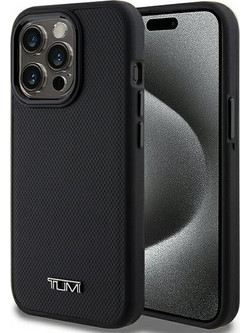 Tumi iPhone 15 Pro 6.1'' black hardcase with Leather Ballistic Pattern and MagSafe - (TUHMP15LRBAK)