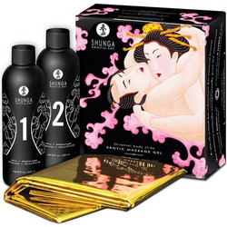 Shunga Erotic Art Oriental Body Slide Sparkling Strawberry Wine Massage Gel 2x225ml