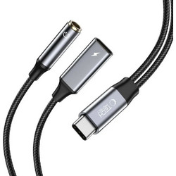 Tech-Protect UltraBoost USB-C (male) PD 60W 6A / mini jack 3.5mm (female) - USB-C (female) - black - (24335-0)