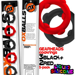 Oxballs Gearheads Spinner Rings 5pcs Σετ Ελαστικά Δαχτυλίδια Πέους Σιλικόνης 2.5cm Κόκκινα 2τμχ