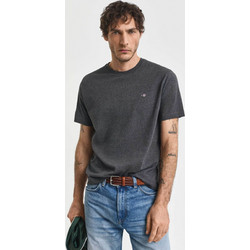 Gant ανδρικό T-shirt μονόχρωμο με κεντημένο λογότυπο Regular Fit - 2003184 Ανθρακί