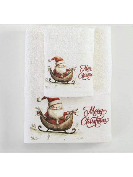 Σετ Χριστουγεννιάτικες Πετσέτες 2τμχ Santa's Leigh White 013708071140