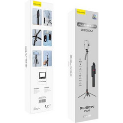 Selfie Stick Blavec Aluminum Fusion P-08 tripod + Remote + 1 Lamp 2.2m Black