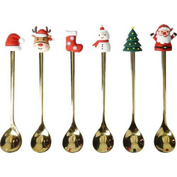 Christmas Set 6 Spoons Σετ 6 Κουταλάκια Ανοξείδωτα Με Λαβή Σιλικόνη