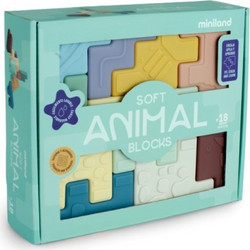 Miniland Μαλακά Τουβλάκια με Ζωάκια Rubber Animal Blocks