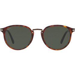 Persol PO3210S 24/31 Ανδρικά Γυαλιά Ηλίου Στρογγυλά Κοκάλινα Καφέ με Πράσινο Polarized Φακό