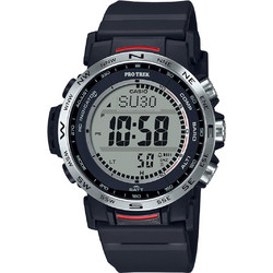 Casio Pro Trek Ψηφιακό Ανδρικό Ρολόι Χρονογράφος Solar με Μαύρο Καουτσούκ Λουράκι PRW-35-1AER