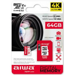 Aiwa microSDXC 64GB Class 10 U3 V30 UHS-I A2 90MB/s + Adapter