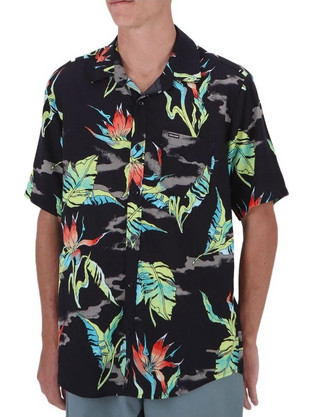 Volcom Birds of Raredise Ανδρικό Πουκάμισο Βαμβακερό Εμπριμέ Κοντομάνικο Κανονική Γραμμή Μαύρο Πολύχρωμο