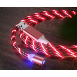 Καλώδιο Vivid LED Magnetic Cable Μαγνητικό Φόρτισης USB-A σε Type-C / Lightning / MicroUSB 100cm 2A - Red (LQM-20240521-3)