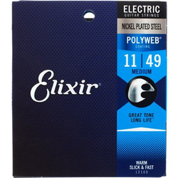 Elixir Strings 12100 Polyweb Σετ 6 Χορδές Ηλεκτρικής Κιθάρας Nickel Plated Steel 11-49" Medium Tension