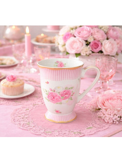 Κούπα από Πορσελάνη 380ml Pink Stripes Galifas 760607 - Galifas