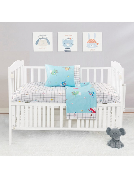 Beauty Home Art 5179 Σετ Βρεφικά Σεντόνια Κούνιας Βαμβακερά 120x160 Light Blue