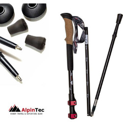 AlpinTec Σπαστό Μπατόν Πεζοπορίας Αλουμινίου Athos T3A7 1 τμχ Μαύρο 82-135cm 82-135cm Black