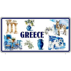 Μεταλλική πινακίδα Souvenir - 12pcs - Greece - 15x30cm - 181040