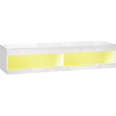 HOMCOM Επιτοίχιο Έπιπλο Τηλεόρασης με RGB LED Φωτισμό σε 16 Χρώματα, Βάση Τηλεόρασης με Ανοιχτό Χώρο Αποθήκευσης, για Τηλεοράσεις 55-60 ιντσών, για Σαλόνι, Υπνοδωμάτιο, 140 x 40 x 30 cm, Λευκό Υψηλής