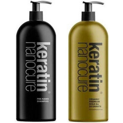 Nanocure Pre-Keratin Shampoo + Gold 24ct Σετ Ισιωτικής Θεραπείας Μαλλιών Κερατίνης 1lt