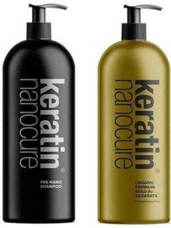 Nanocure Pre-Keratin Shampoo + Gold 24ct Σετ Ισιωτικής Θεραπείας Μαλλιών Κερατίνης 1lt