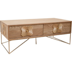 Idea Home Τραπεζάκι Σαλονιού MDF Καφέ Χρυσό Μ120xΠ60xΥ45cm